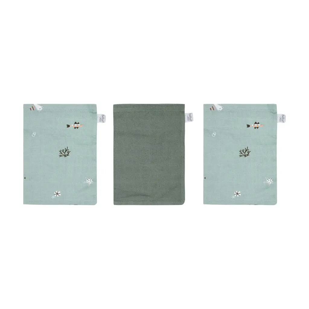 Washandjes Tetra 3 Stuks Ocean Vibes | Groen