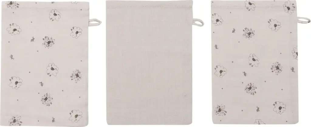 Washandjes Tetra 3 Stuks Tiny Sheep | Ecru