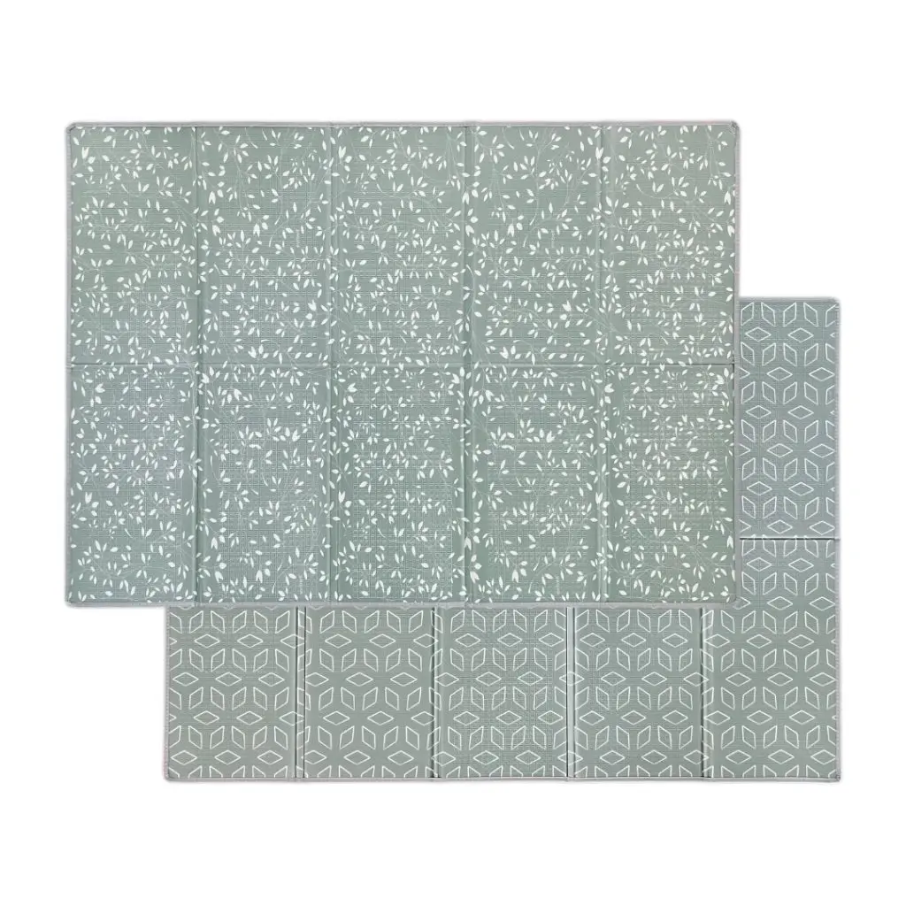 Opvouwbare Speelmat 150x190cm Leaves/Geometric Sage Green | Groen