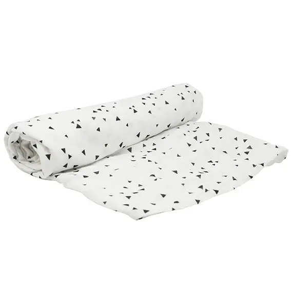 Wikkeldoek Bamboe Tetra 120x120cm Triangles | Wit/Zwart