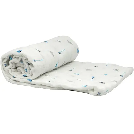 Wikkeldoek Bamboe Tetra 120x120cm Tee Pee | Wit/Blauw