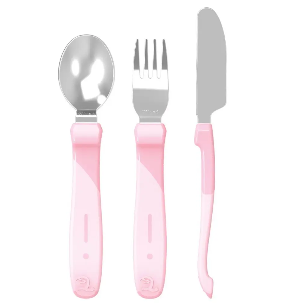 Bestek Staal 3 Stuks Pastel Pink | Roze