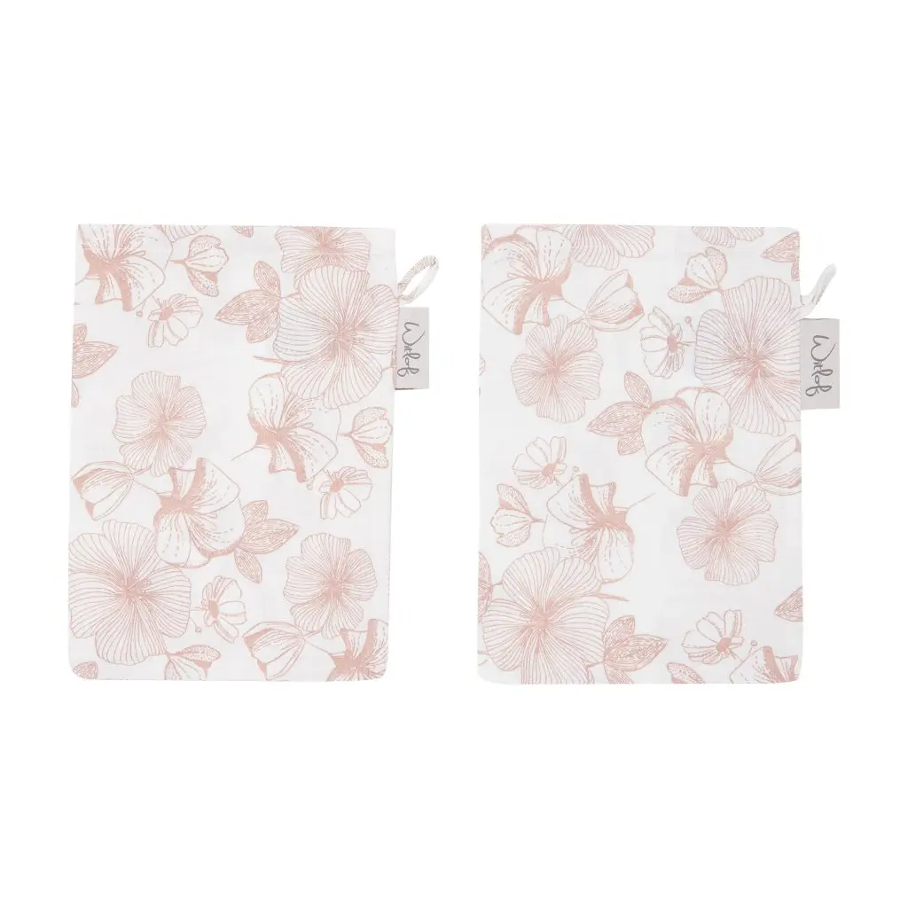 Washandjes Tetra 2 Stuks Flower Powder | Wit/Roze
