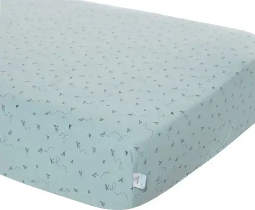 [03043-055] Drap-housse Hydrophile 40x80cm Fabulous Paper Planes | Green