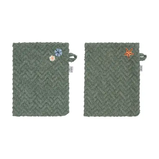[03032-022] Washandjes 2 Stuks Ocean Vibes | Groen