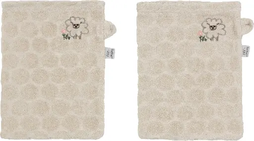 [03032-023] Washandjes 2 Stuks Tiny Sheep | Ecru
