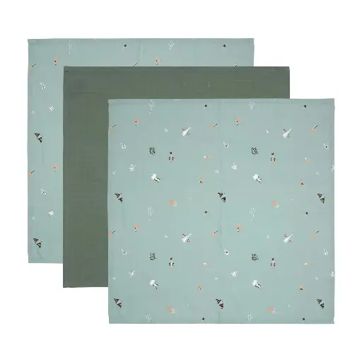 [03051-022] Doeken Tetra 3 Stuks 70x70cm Ocean Vibes | Groen