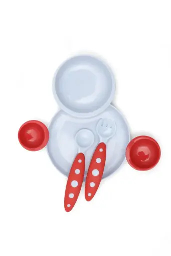 [02417-03] Eetbord Groovy / Bestek Modware | Blauw/Rood