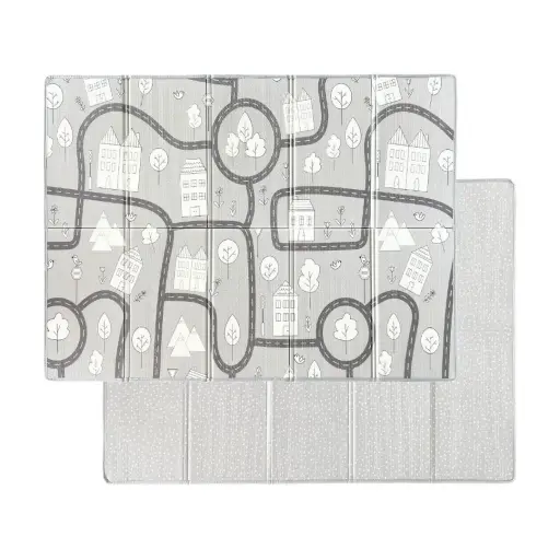 [09010-13] Opvouwbare Speelmat 150x190cm Dots/City Grey | Grijs