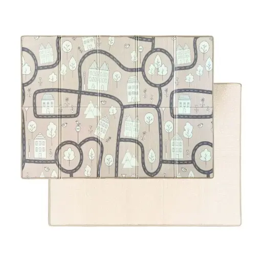 [09010-14] Opvouwbare Speelmat 150x190cm Dots/City Sand | Beige
