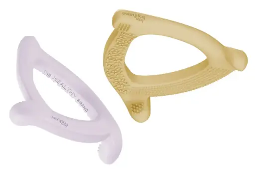 [10557-00] Bijtring Silicone 2 Stuks Light Lavender/Soft Yellow | Lila/Geel
