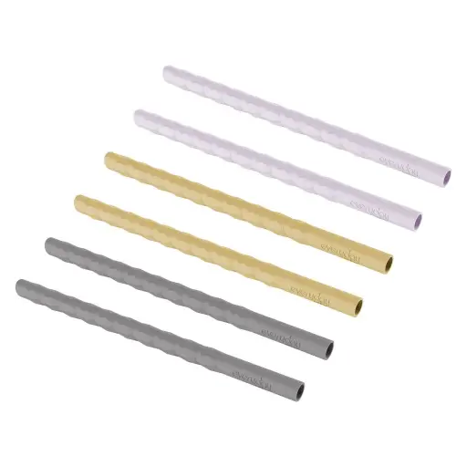 [10546-00] Rietjes Silicone 6 Stuks Lavender/Grey/Yellow | Meerkleurig