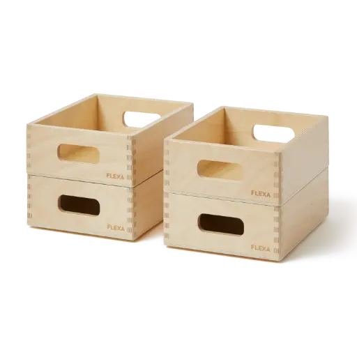 [13804-000] Caisses de rangement Bois 4 Pièces Nature | Natural