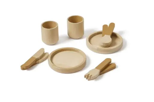 [17104-110] Houten Servies 10 Stuks Mustard | Oker