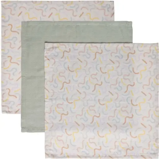 [0L053-31] Monddoekjes Tetra 3 stuks 32x32cm Multi Lines | Meerkleurig
