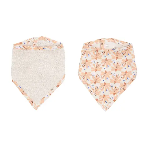 [0L018-51] Bandana Slabben 2 Stuks Flower Fever Nude | Meerkleurig