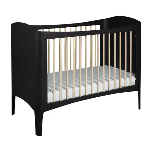 [00210-92] Cot 60x120cm Wave Black Satin/Wax | Noir