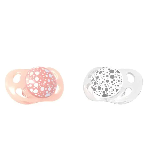 [78323-00] Fopspenen 0-6m Pastel Peach/White | Perzik/Wit