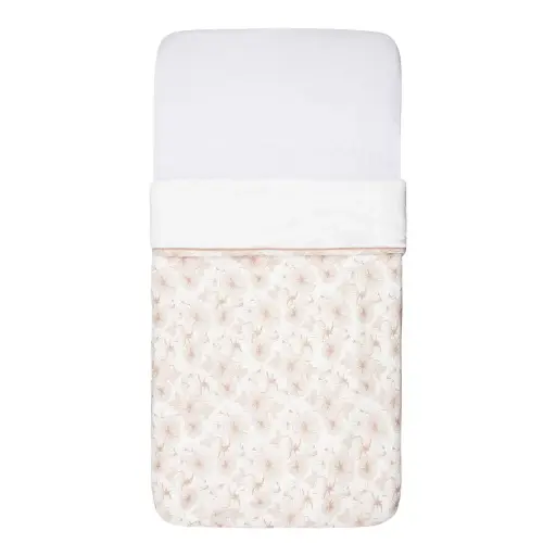 [20200-012] Tuck-Inn Deken 40x80cm Flower Powder | Wit/Roze