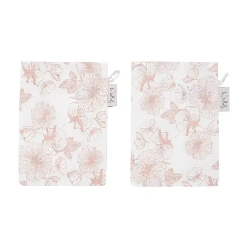 [01604-712] Washandjes Tetra 2 Stuks Flower Powder | Wit/Roze
